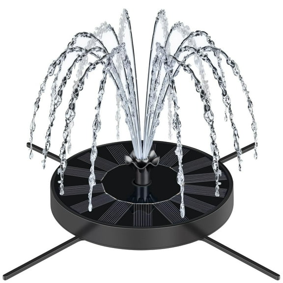 Solar Fountain Pump with Spray Height Adjustment, Upgrade Glass Solar Bird Bath Fountains with 6 Nozzles, Outdoor Solar Water Fountain Pump for Bird Bath, Garden, Pool, Pond