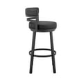 thumbnail image 2 of Titana 30" Bar Height Swivel Black Faux Leather and Black Metal Bar Stool for Kitchen Island Counter, 2 of 4