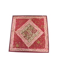 Mogul Indian Pillow Sham Vintage Sari Floral Zari Embroidery Sequin Patchwork Pink Cushion Case 16"x16"