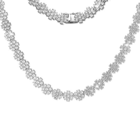 Unique Sunflower Tennis Necklaces for Women Clear 5A CZ Simulated Diamond Tennis Necklace Dainty Hypoallergenic 925 Sterling Silver Choker Necklace Chain 45-60CM