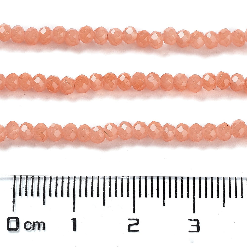Baking Painted Imitation Jade Glass Bead Strands Faceted Rondelle Light Salmon 8x6mm Hole: 1mm 63~65pcs/strand 39~40cm