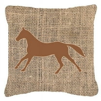 Horse Burlap and Brown Indoor & Outdoor Fabric Decorative Pillow