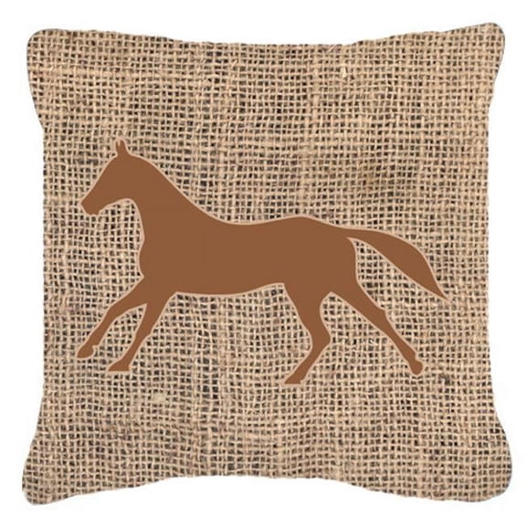 Horse Burlap and Brown Indoor & Outdoor Fabric Decorative Pillow