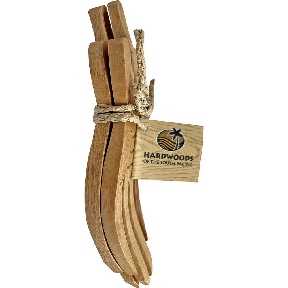 South Seas Native Treasures Salad Serving Hands Honu Kamani Wood