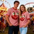 thumbnail image 5 of Red White Vertical Stripe 3D Print T-Shirt, Casual Short Sleeve Tee for Daily Wear & Outdoor Activities, 5 of 5