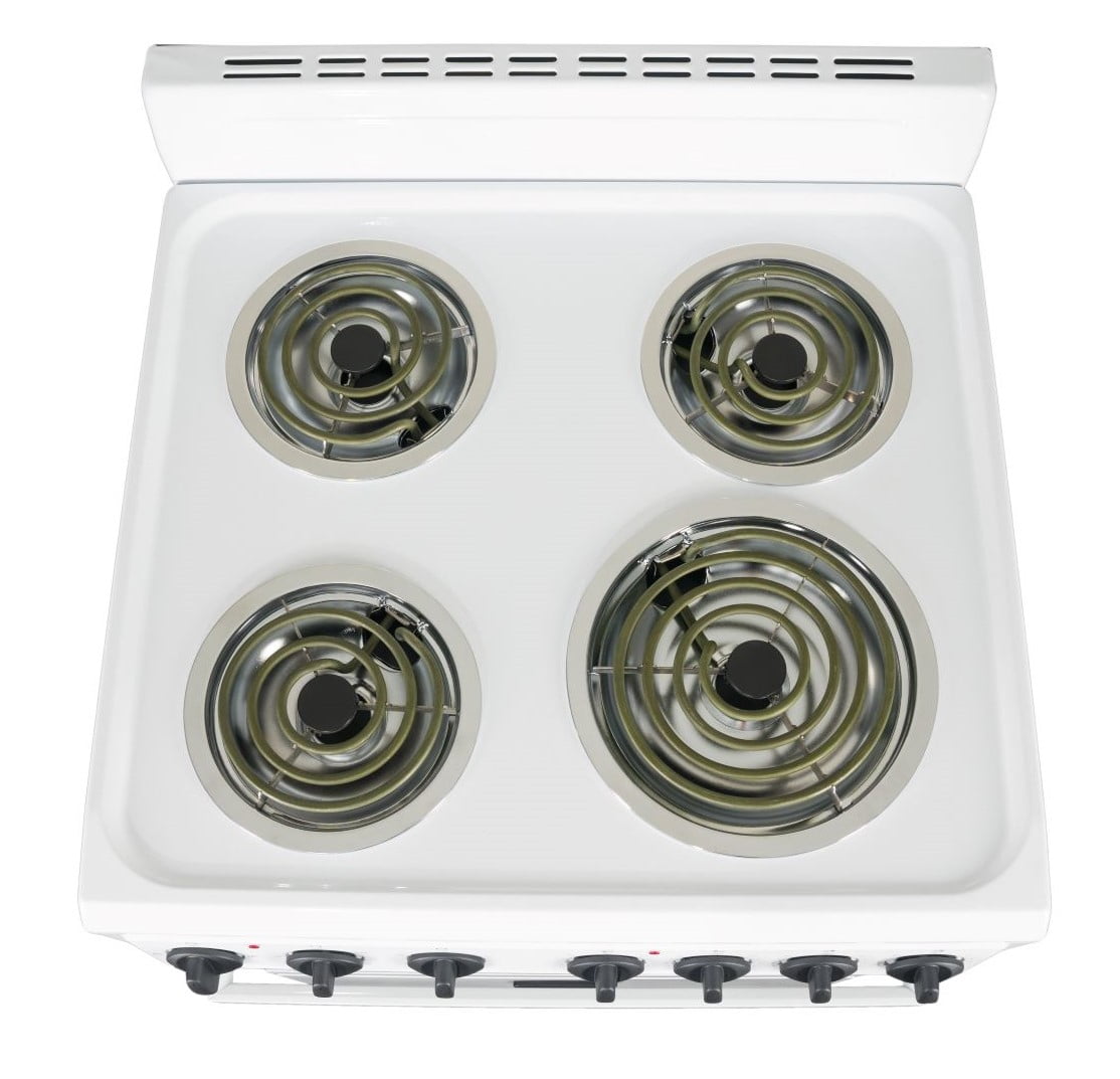 Premium Levella 24 in. 2.7 cu. ft. Single Oven Electric Range with 4 Burners and Storage Drawer in White
