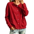thumbnail image 4 of Karight Womens Fleece Snap Front Cardigan, Soft Lightweight Sweatshirt for Women, Baseball Jacket with Pockets, 4 of 8