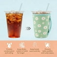 thumbnail image 4 of 3 Pack Reusable Iced Coffee Sleeves for Iced Coffee Cups or Drinks Reusable Neoprene Insulated Sleeves for Hot and Cold Drinks(Green Daisy), 4 of 7