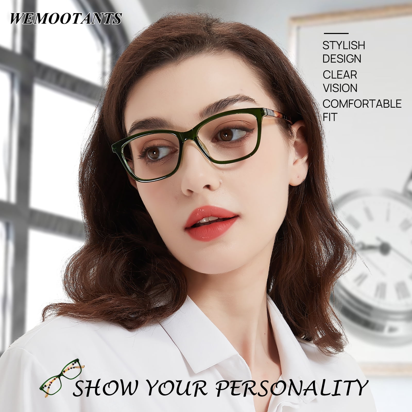 WEMOOTANTS 3 Packs Reading Glasses 3.5+ for Women Square Green Readers with Yellow and Black Check Temples 1.0 1.25 1.50 1.75 2.0 2.25 2.5 2.75 3.0 3.5 4.0 5.00 6.00
