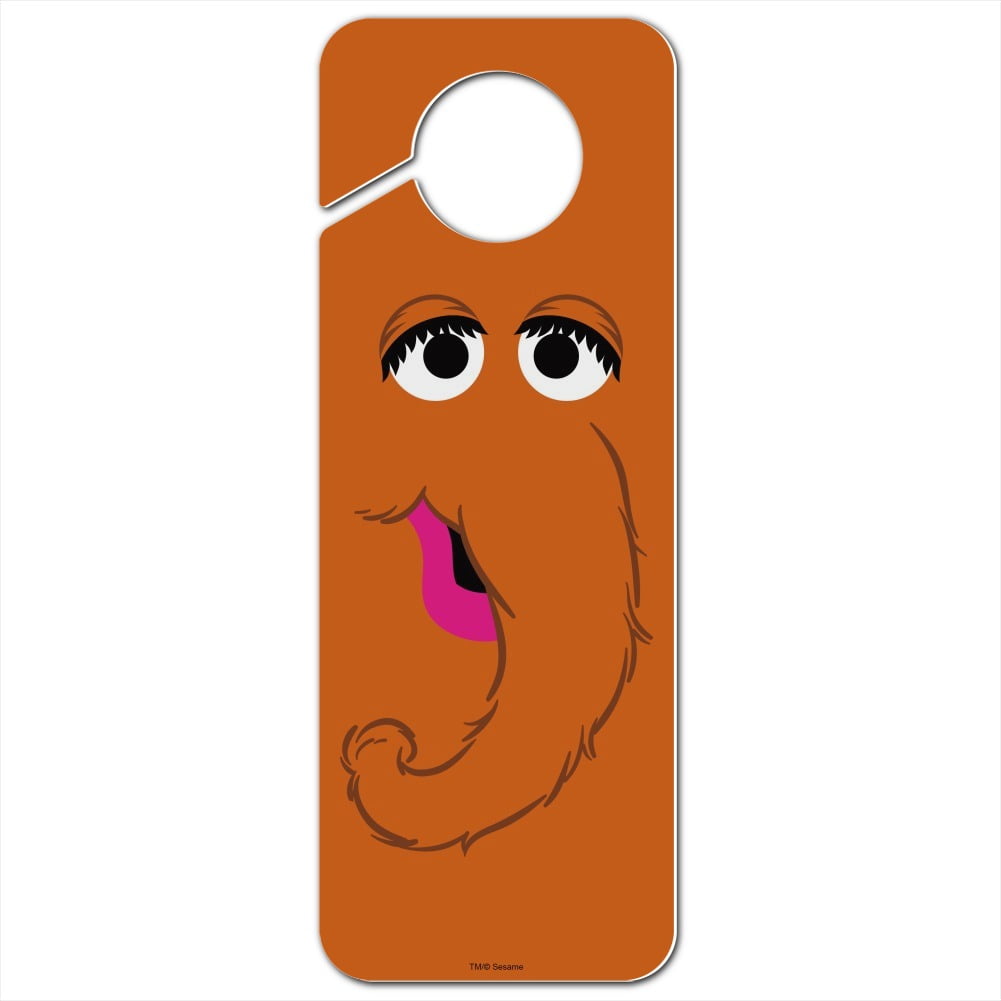 Sesame Street Snuffleupagus Face Plastic Door Knob Hanger Sign