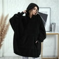 thumbnail image 4 of Oversized Blanket Hoodie Sweatshirt, Wearable Lounging Pullover for Adults Women Men Black One size, 4 of 8