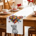 thumbnail image 5 of Funny Lions Cotton Linen Table Runner for Dining Kitchen, Modern Abstract Art Colorful Love Hearts Wedding Outdoor Party Tablerunners Decoration, Dresser Scarf Coffee Tablecloth Runners 13x70 Inches, 5 of 9