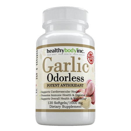 Garlic Odorless Potent Antioxidant Supplement, Boosts Immune System, Supports Cardiovascular & Cholesterol, Promotes Healthy Blood Sugar Balance, 120 Count by Healthy (Best Blood Sugar Supplement)