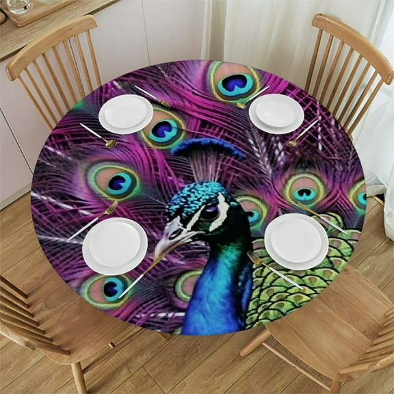 BCIIG The peacock round tablecloth is stain-resistant and washable. Ideal for indoor and outdoor tablecloth restaurants, weddings, parties