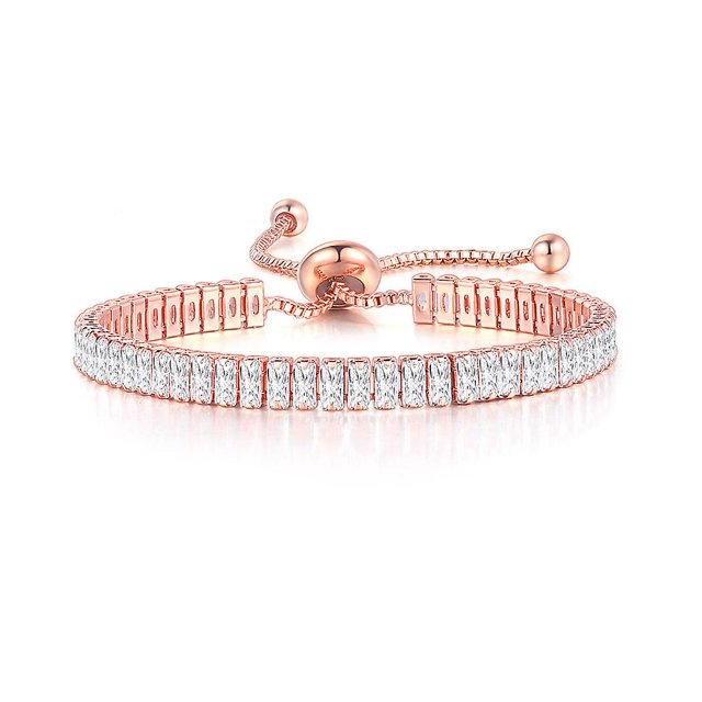 Oro de 18 quilates Pulsera de moda con circonita cúbica chapada para mujer - Pulseras de oro rosa y blanco Regalo de joyería para niñas, adolescentes, mujeres, esposas, madres, hermanas