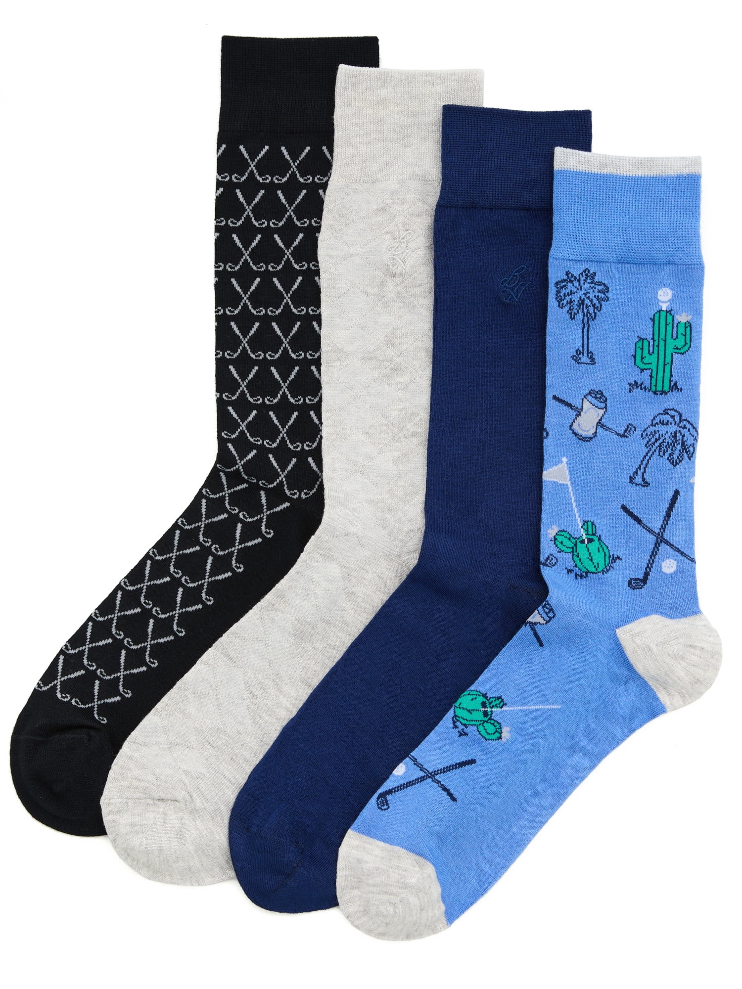 Ben Hogan Men's Golf Outdoors Novelty Socks, 4-Pack, Sizes 7-12