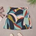 thumbnail image 2 of Abstract Color Block Skirt Womens Leaf Print Vintage Mini Skirts Summer Streetwear High-wa, 2 of 6
