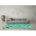 thumbnail image 3 of Ahgly Company Indoor Round Abstract Turquoise Blue Modern Area Rugs, 8' Round, 3 of 4