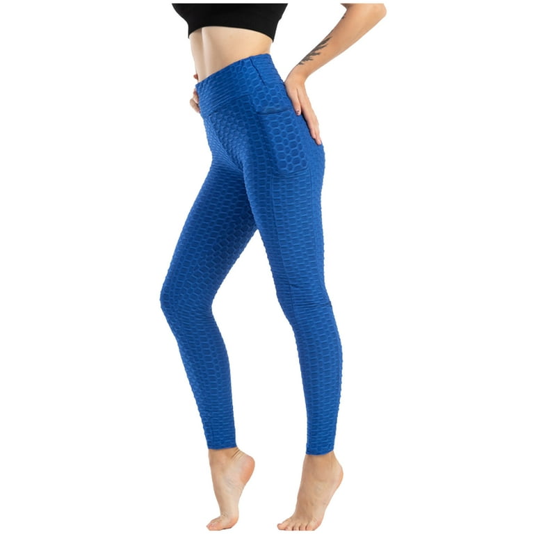 Hfyihgf Anti-Cellulite Leggings for Women with Pockets High Waist Butt  Lifting Leggings Workout Textured Scrunch Yoga Pants(Black,M) 