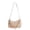 Khaki, variant on Women's Woven Straw Shoulder Bag Beach Small Underarm Tote Purse Boho Hobo Handbag with Seashell Pearl Beaded Chain for Summer Casual Vacation - White