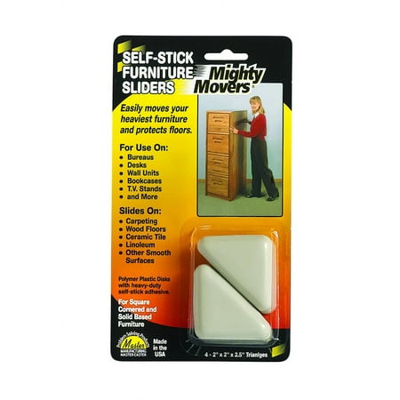 Master Manufacturing Mighty Movers Self-Stick Furniture Sliders-2"X2"X2.5" Triangle 4/Pkg
