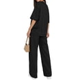 thumbnail image 4 of Sundazz Two Piece Sets for Women Summer Matching Lounge Sets Short Sleeve Tops and Wide Leg Pants Travel Vacation Outfits, 4 of 8
