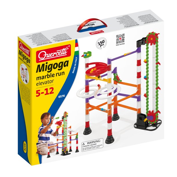 Quercetti Migoga Marble Run Elevator with Interlocking chutes, bridges