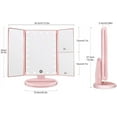 thumbnail image 4 of Tri-fold Lighted Vanity Makeup Mirror with 3x/2x/1x Magnification, 21Leds Light and Touch Screen,Portable LED Travel Makeup Mirror, Women Gift(Pink), 4 of 6