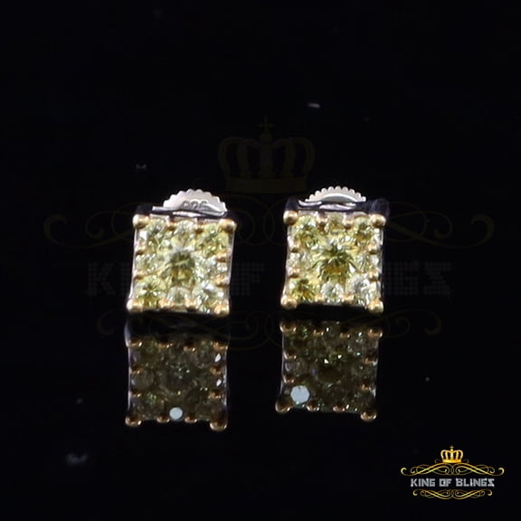 King of Bling's White Silver 0.38ct Cubic Zirconia Hip Hop Square Earrings for Women's & Men's