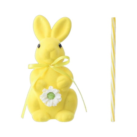 QENASHAING Flocked Bunny Easter Decor 15.74 in Height with Daisy Flower Flexible Tabletop or Vase Insert Decoration Ideal for Spring Themed Events and Holiday Tables QENASHAING Flocked Bunny Easter Decor 15.74 in Height with Daisy Flower Flexible Tabletop or Vase Insert Decoration Ideal for Spring Themed Events and Holiday Tables