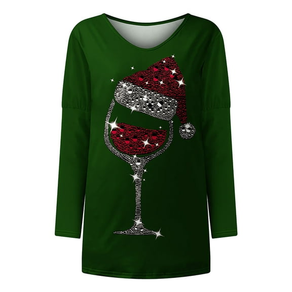 Aayomet Summer Tops Women's Classic-Fit Long-Sleeve Crewneck T-Shirt,Green M