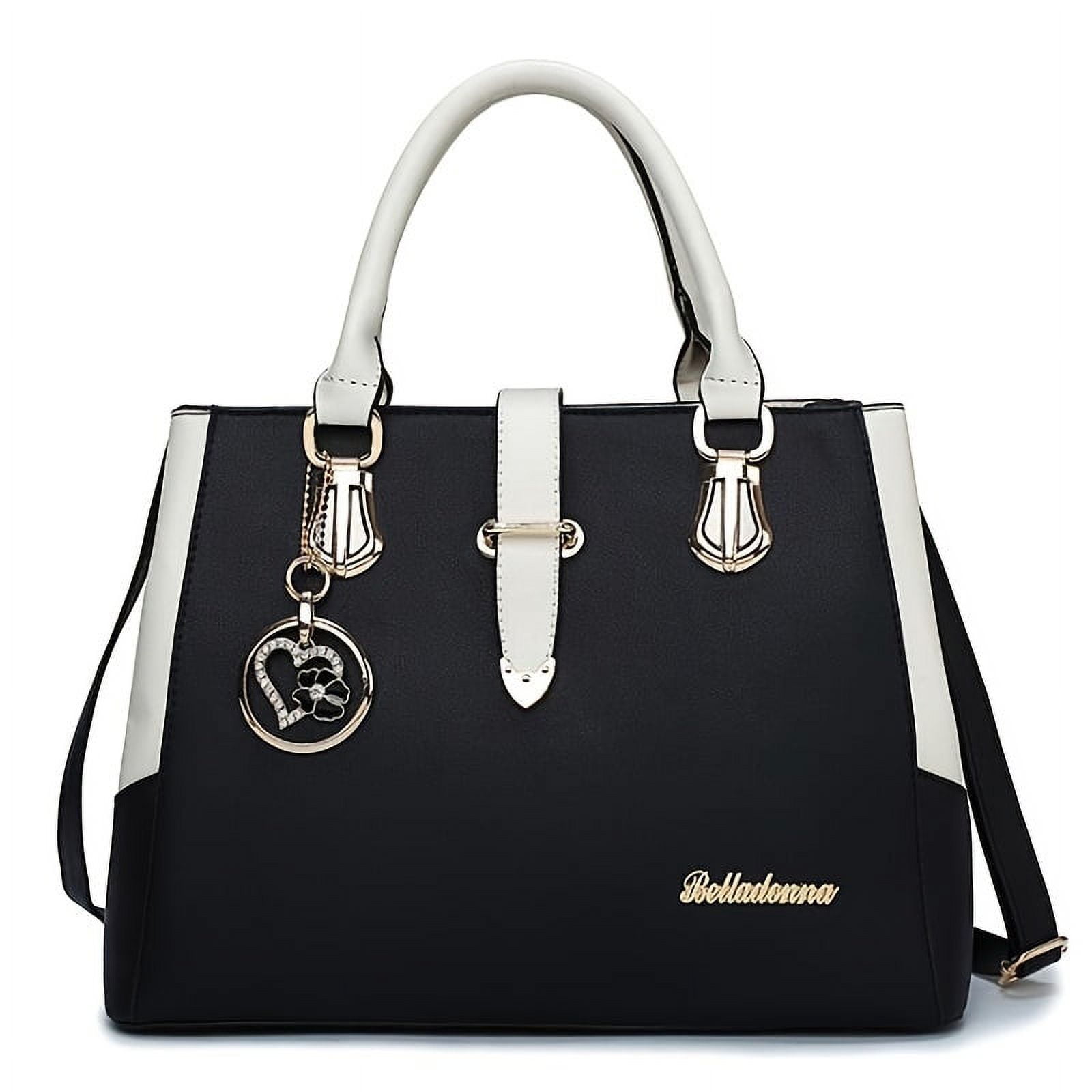 Faux Leather Shoulder Bag Women s Fashion Letter Detail Handbag Double Handle Purse Walmart