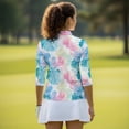 thumbnail image 5 of Uorisanigo Hawaiian Palm Leaf Women's Dry-Fit Golf Polo Shirts Size XL Versatile Women's 3/4 Sleeve Athletic Golf Shirts Fashionable Zipper Neck Workout Sports Pullover Outing Wear, 5 of 7