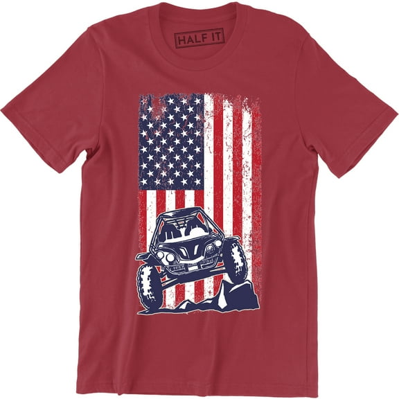 American Flag Distressed Car Garage 4th of July USA Pride Men's T-Shirt