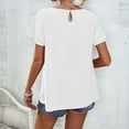 thumbnail image 5 of QLEICOM Womens Summer Tops Oversized T-shirts Round Neck Short Ruffle Sleeve Solid Color Casual Loose Tunic Tank Tops Women Shirts Blouses White M, 5 of 5