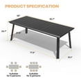 thumbnail image 4 of Pellebant 83" Aluminum Outdoor Dining Table for 8, All-Weather Rectangle Patio Table with Umbrella Hole for Backyard, Lawn, Garden and Poolside, Glossy Black, 4 of 8