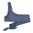 thumbnail image 1 of Tavik Womens Eve Wrap One Shoulder Bandeau Swim Top mutedindigo L, 1 of 2