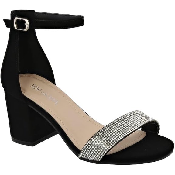 Top Moda Women's Diamond-1 Ankle Strap Dressy High Heel Evening Sandal