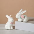 thumbnail image 4 of Set of 2 Mini Ceramic Rabbit Figurines, Porcelain Easter Bunny Decorations, Cute Tabletop Ornament for Home, Tea Ceremony Pet, and Gift, 4 of 7