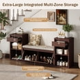 thumbnail image 3 of Aukfa 3pcs Storage Shoe Bench Set with Cushioned Seat, Entryway Organizer with Open Shelves & Cubbies,Espresso, 3 of 7