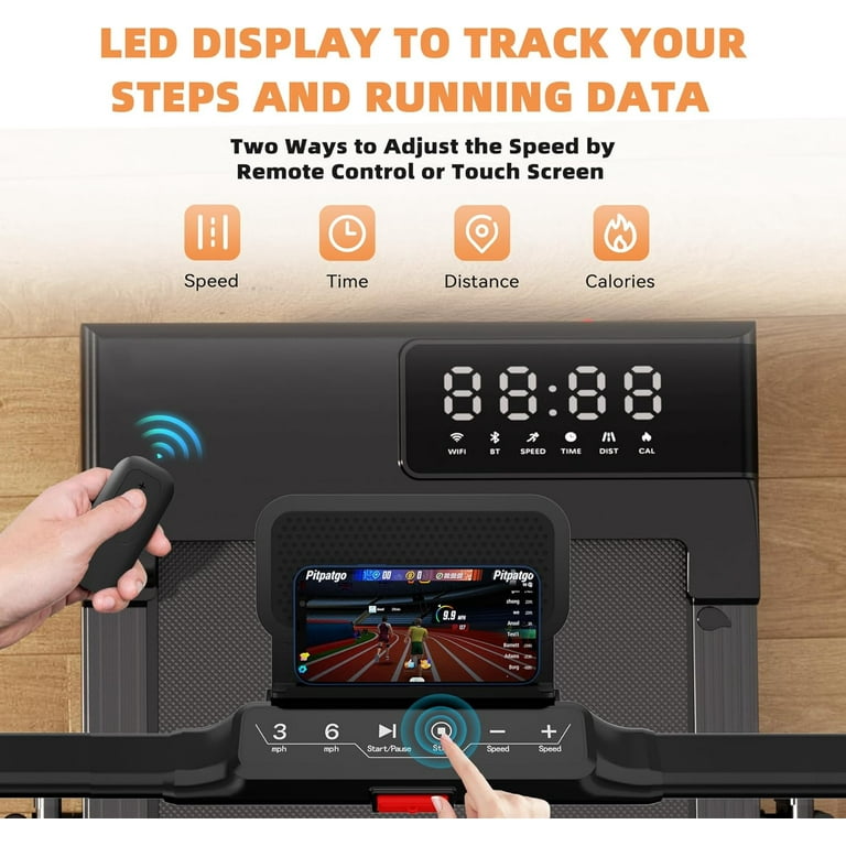 Deerrun Walking Pad, Under Desk Treadmill, 2 In 1 Portable Treadmill With Remote Control Led