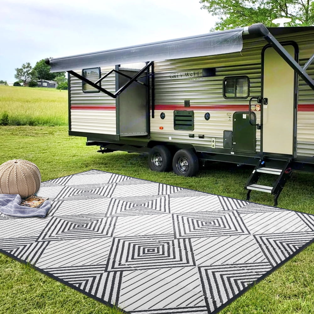 Outdoor Area Plastic Straw Rugs for Patio RV Camping 6x9ft, Reversible