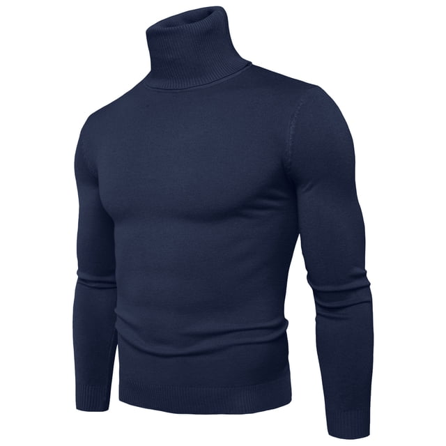 Printemps 2024 Pull Col Roulé Homme Chaud Tricoté Couleur Unie Pull-Overs Homme Ajusté Décontracté Pull Col Roulé