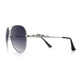 thumbnail image 6 of Womens Oversized Jaguar Jewel Hinge Arm Metal Rim Fashion Sunglasses Silver - Smoke, 6 of 8