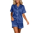 thumbnail image 2 of CAZOFW Pajamas for Women,Satin 2 Piece Button Up Top,Shorts Pant,Loungewear Sleepwear Sizes M-2X, 2 of 7