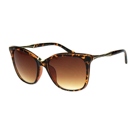 Tortoise Plastic Fashion - Womens Large Cat Eye Designer Plastic Fashion Luxury Sunglasses Tortoise Brown