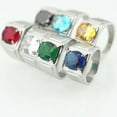thumbnail image 2 of QQTDFG Men Women Round Multicolor Stone Ring Silver Stainless Steel Pinky Party Gift-White-12, 2 of 9