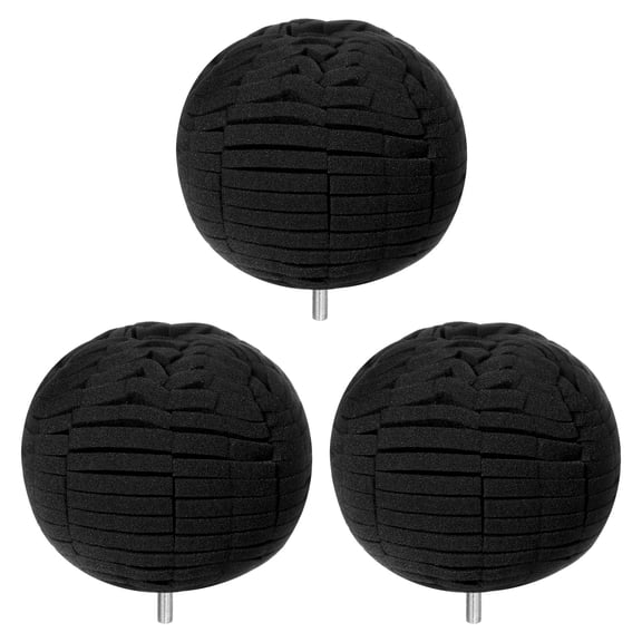 Uxcell 3pcs Ball Buffing Polishing Pads 4 Inch Fine Cut Sponge Car Wheel Polishers Detail Polisher Tool with 1/4" Dia Shank for Automotive Car Metal Plastic Ceramic, Black