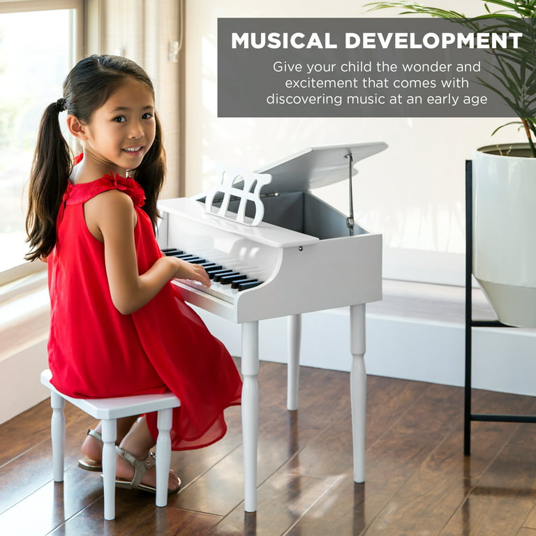 Best Choice Products Kids Classic 30-Key Mini Piano w/ Lid, Bench, Folding  Music Rack, Song Book, Stickers - White
