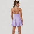 thumbnail image 5 of Women's Sleeveless Tennis Dress with Contrast Polo Collar and Flared Skirt Design - Medium, Purple, 5 of 7